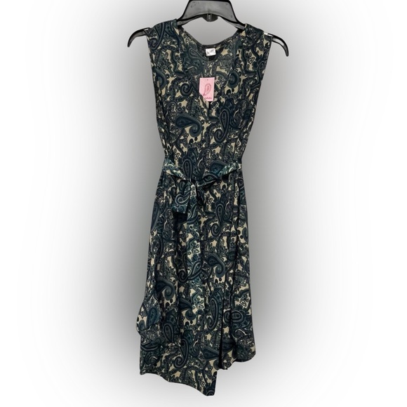 India Collection Summer Dress Green Paisley Size L/XL With Detached Belt New - Picture 3 of 9